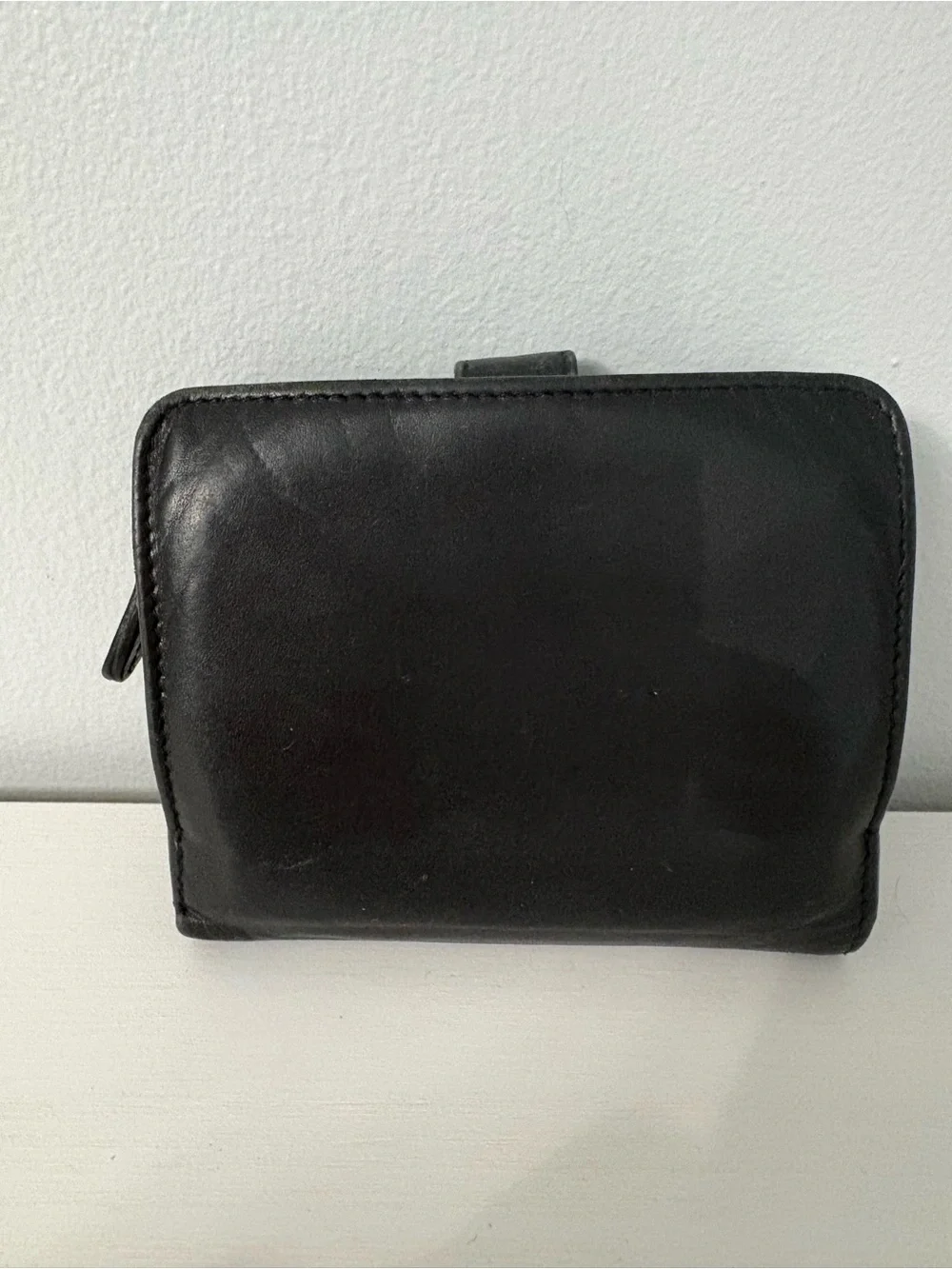 Vintage Picard Germany Black Leather Bifold Wallet Prym Snap Diamond Jacquard